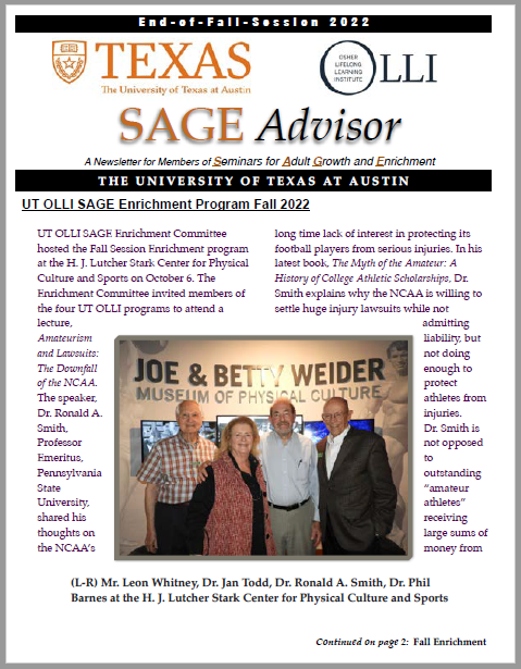 SAGE Advisor Newsletter Fall 2022 Issue